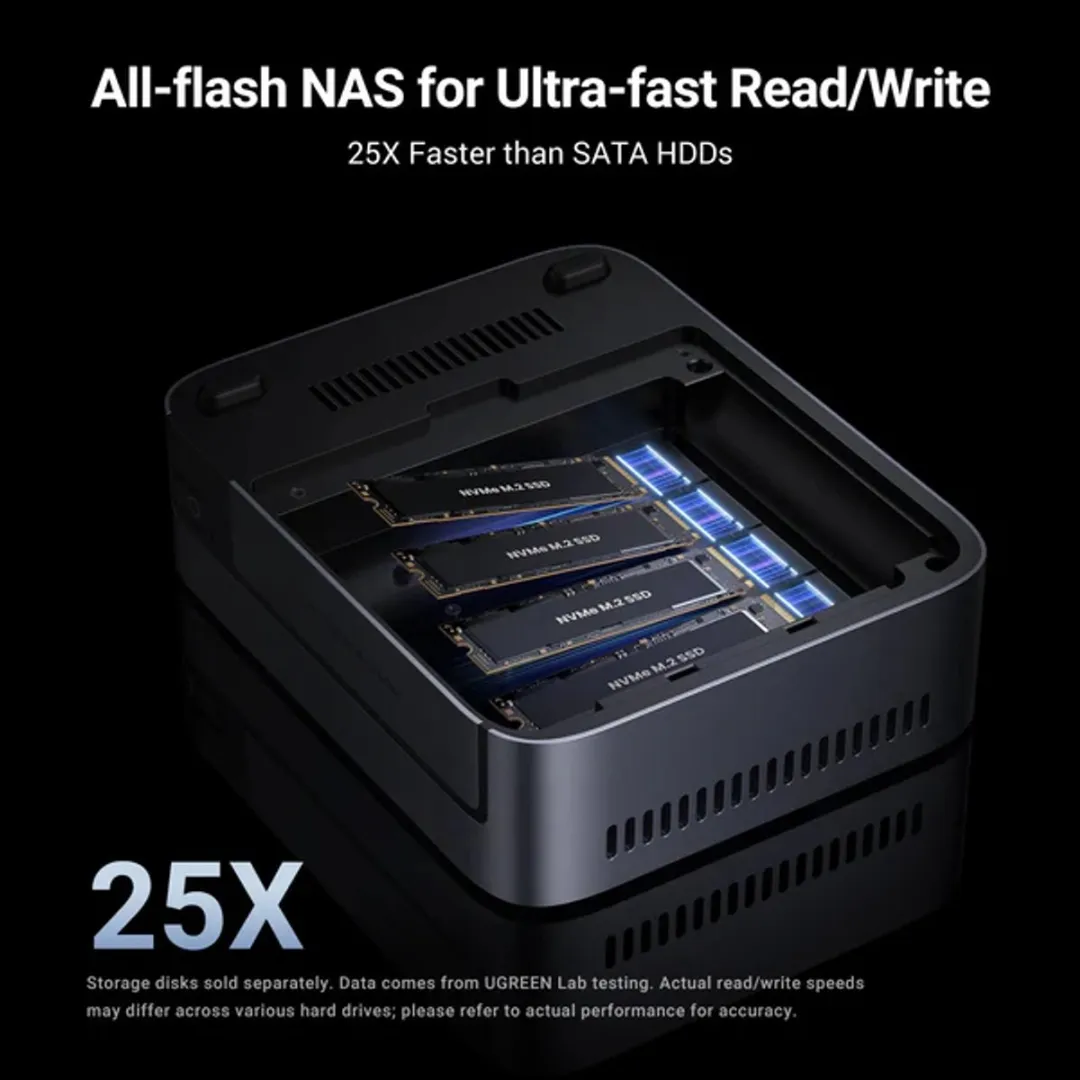 Ugreen NASync DXP480T Plus - 4-bay NVMe NAS-systeem - USB-C - 2,5 GbE – Zwart​