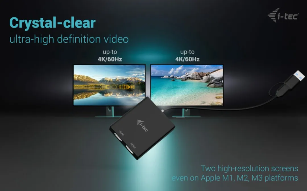 I-tec CADUAL4KHDMI USB-A/USB-C HDMI Adapter - Zwart