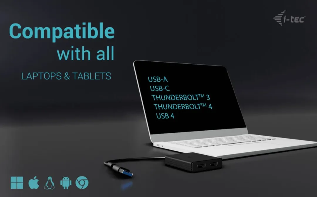 I-tec CADUAL4KHDMI USB-A/USB-C HDMI Adapter - Zwart