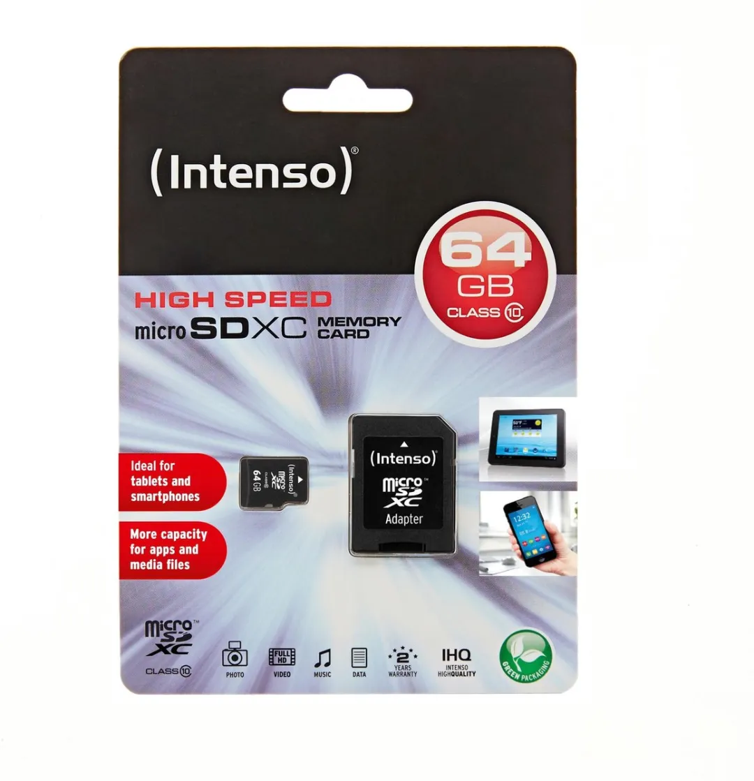 Intenso 3413490 MicroSDHC 64GB - Class 10 - met SD-adapter