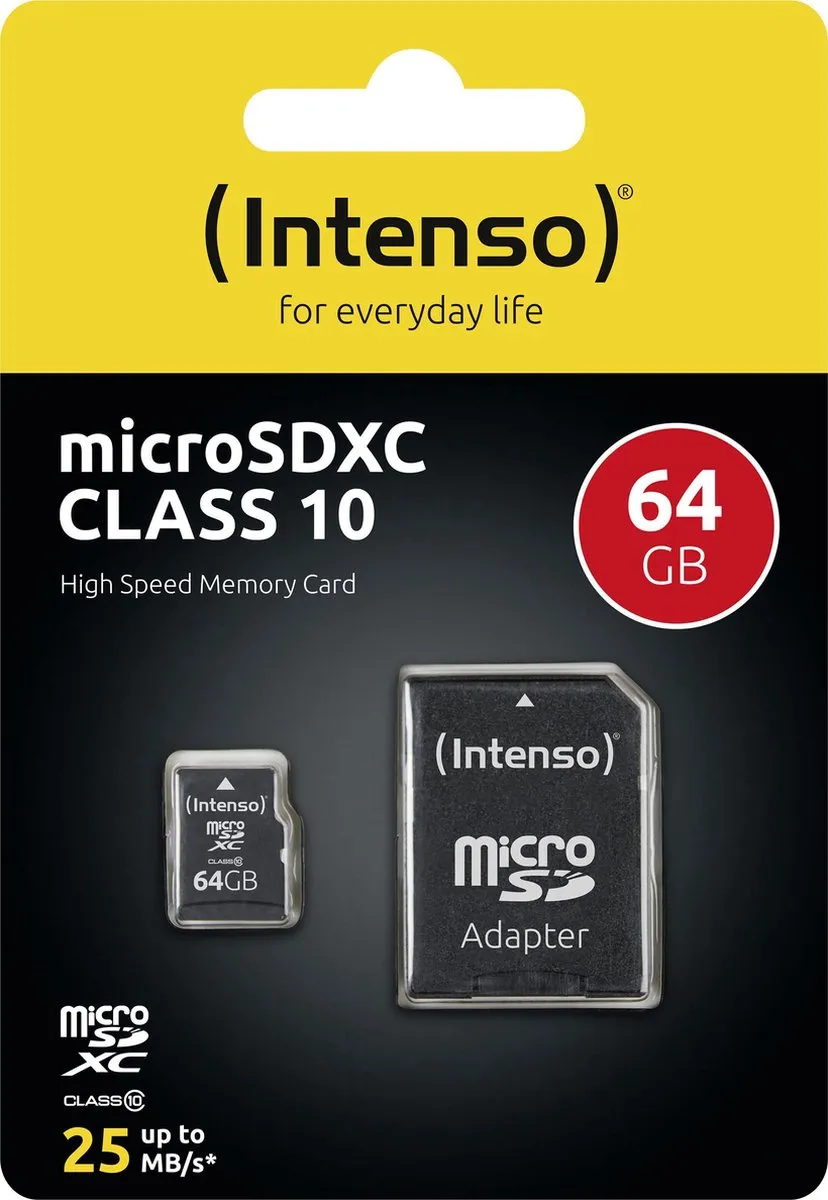 Intenso 3413490 MicroSDHC 64GB - Class 10 - met SD-adapter - afbeelding 6 van 6