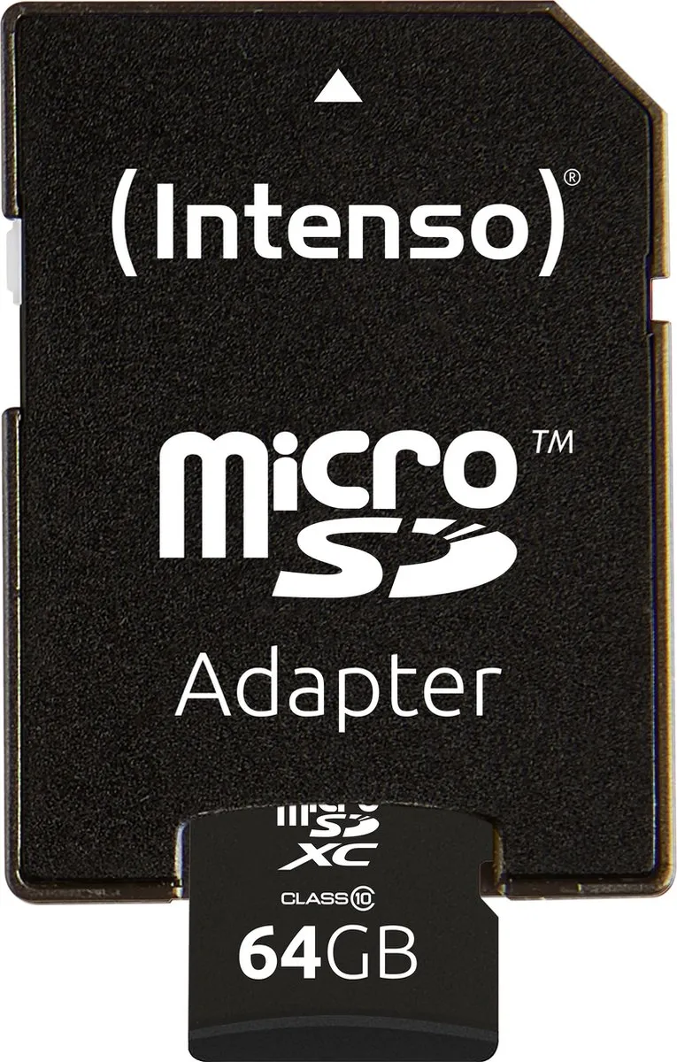 Intenso 3413490 MicroSDHC 64GB - Class 10 - met SD-adapter