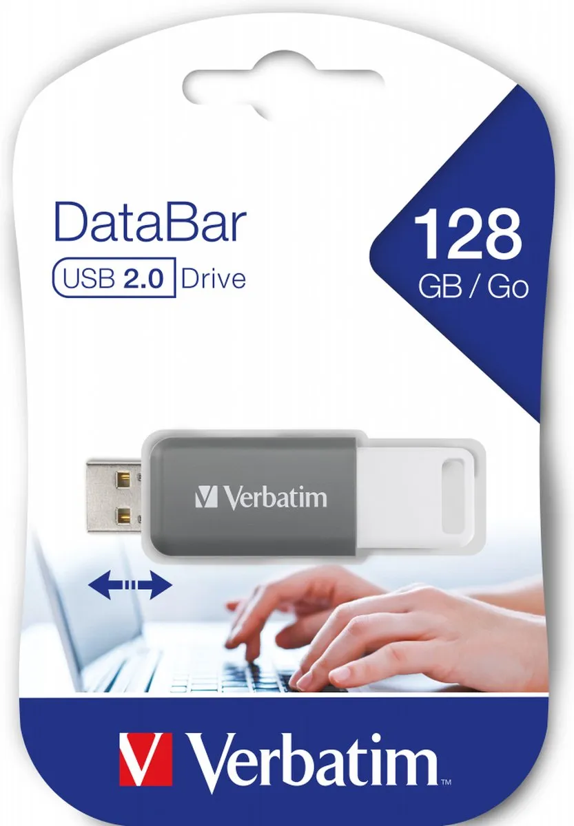 Verbatim V DataBar USB-stick 128GB Grijs