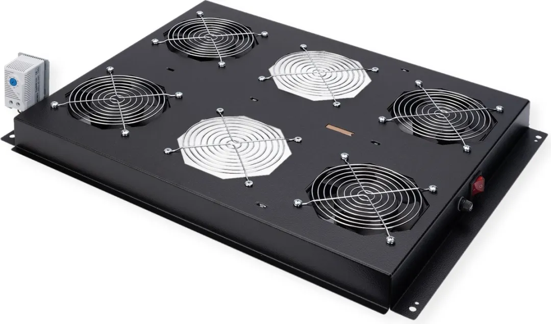 Roline 19-inch Dakventilatorunit 4 Ventilatoren - Thermostaat - Zwart - afbeelding 2 van 6