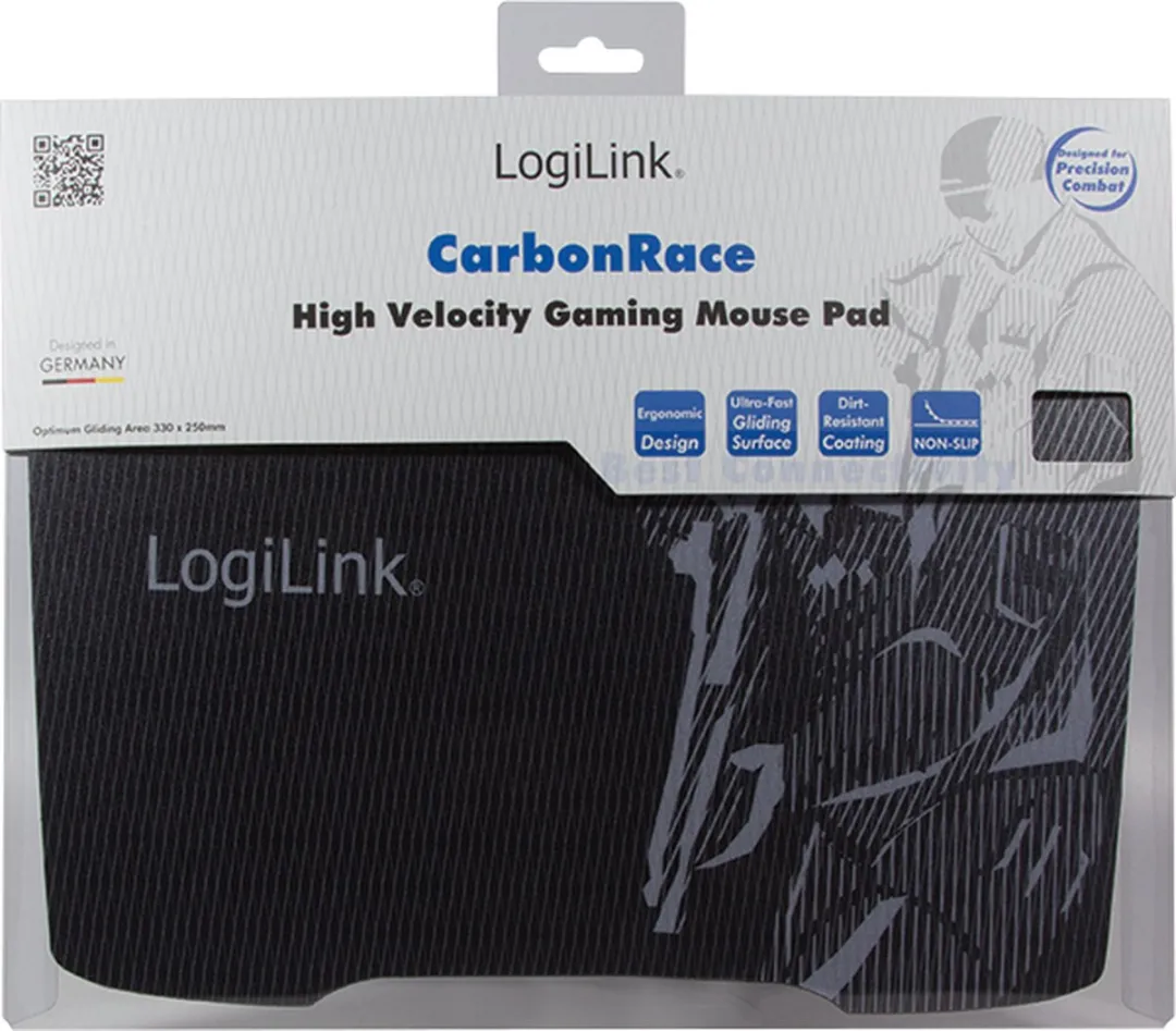 Logilink CarbonRace Game-muismat Zwart/Grijs