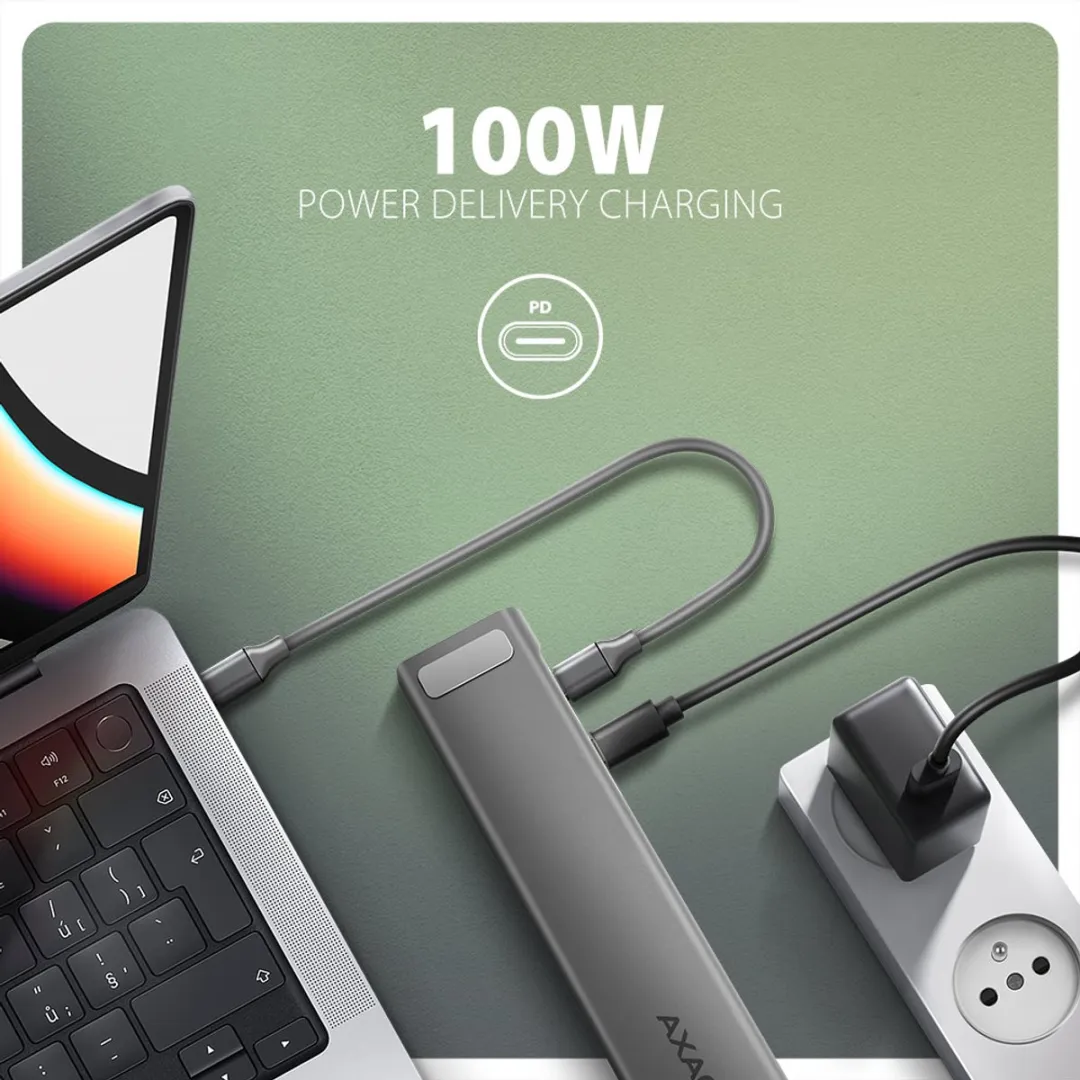 Axagon HMC-10HLS Laptopdock - USB 3.2 Gen 1 - Zwart/Grijs - afbeelding 5 van 6