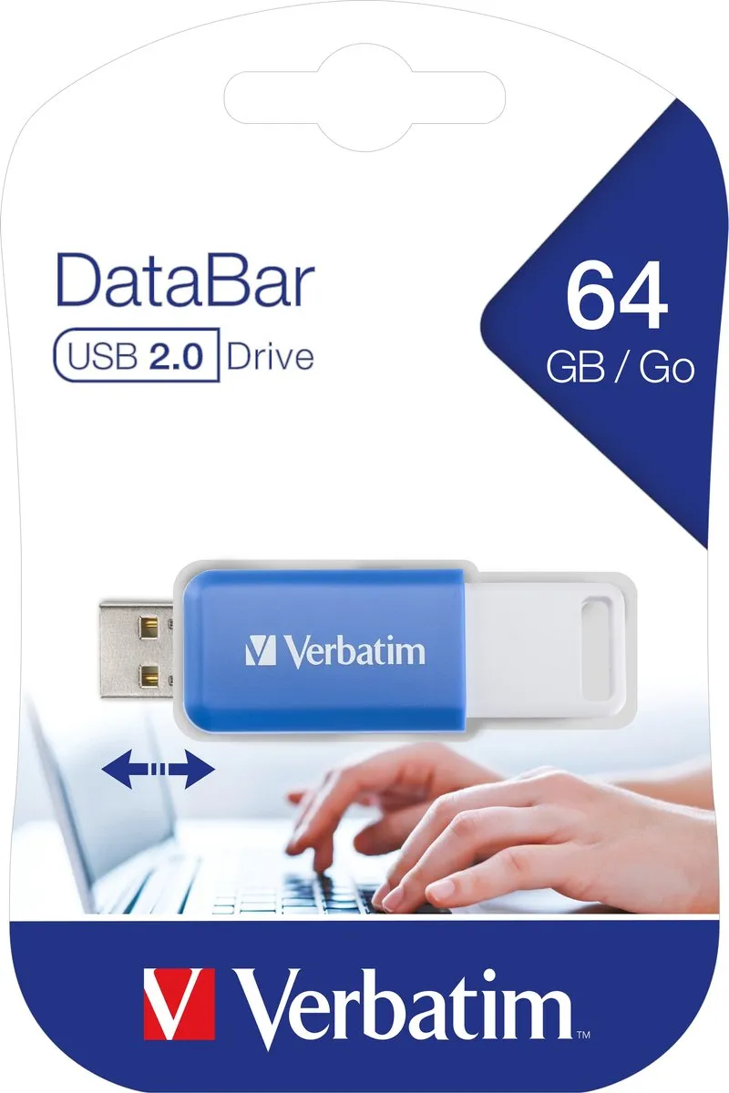 Verbatim V DataBar USB 2.0 64GB - Blauw