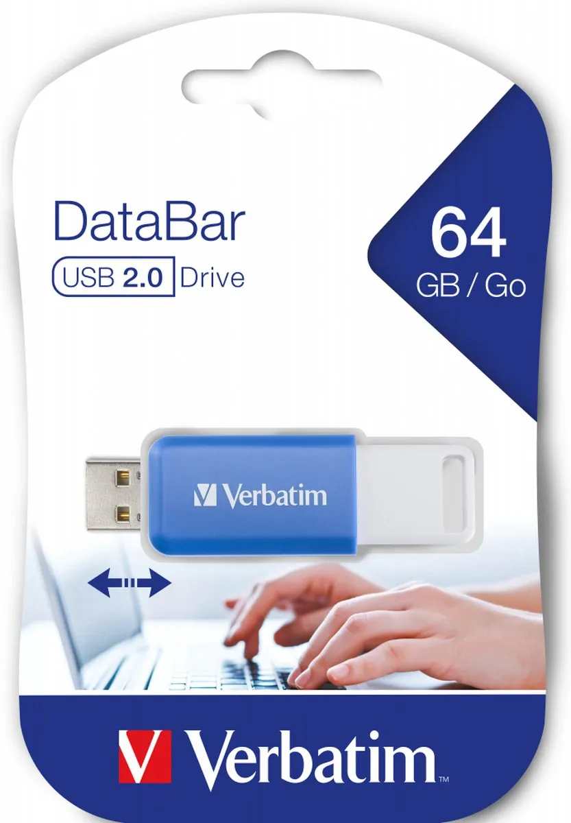 Verbatim V DataBar USB 2.0 64GB - Blauw