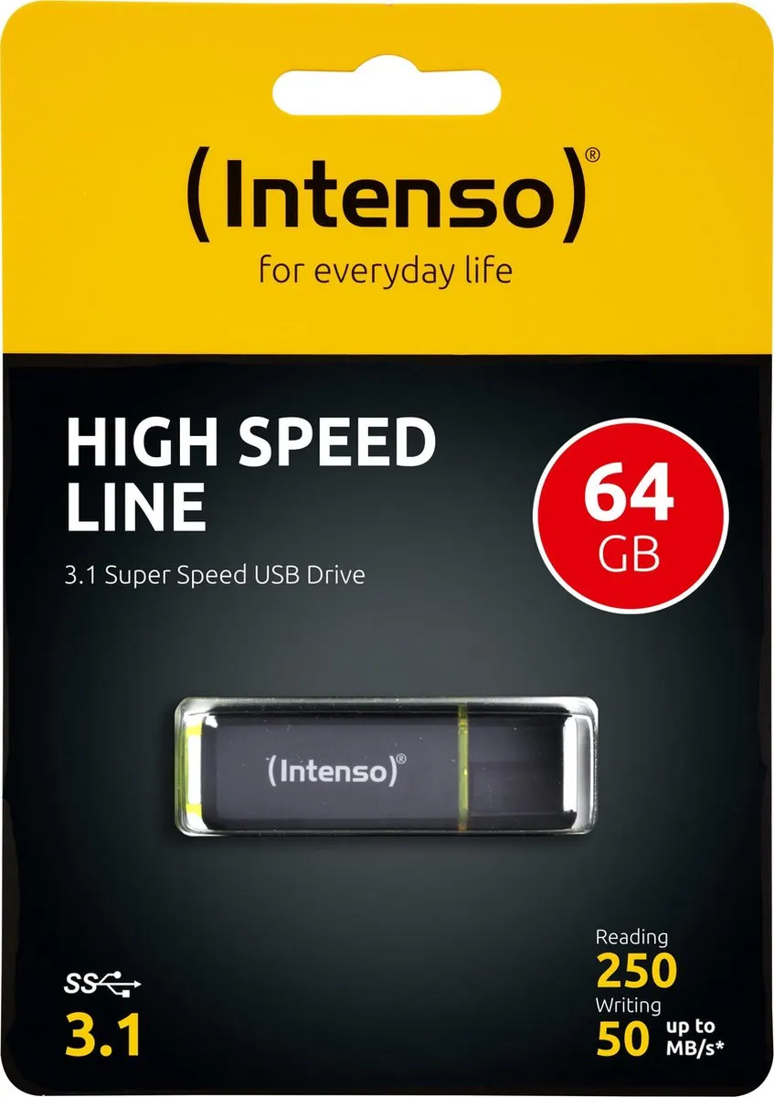 Intenso High Speed Line 3537490 USB-stick 64GB - Zwart/Geel