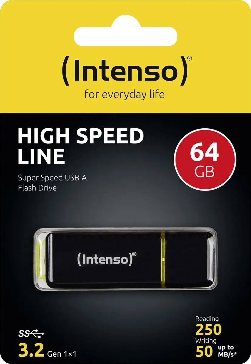 Intenso High Speed Line 3537490 USB-stick 64GB - Zwart/Geel