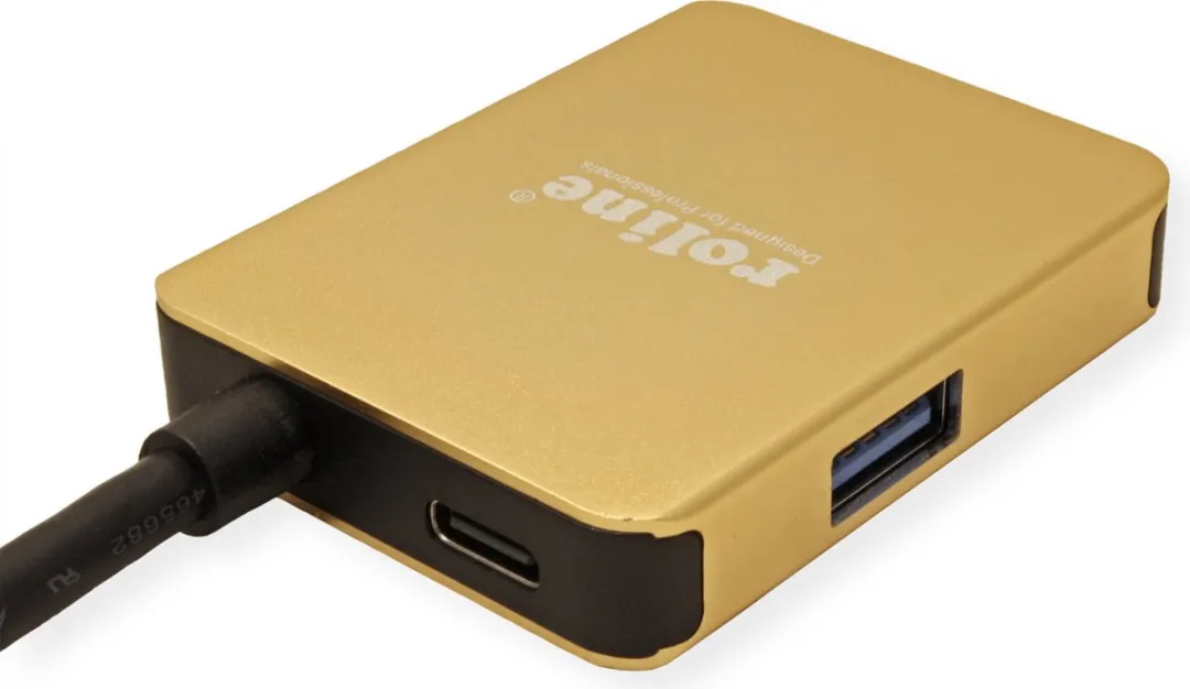 Roline GOLD USB-C Docking Station 4K - HDMI & 2x USB 3.2 - Zwart/Goud