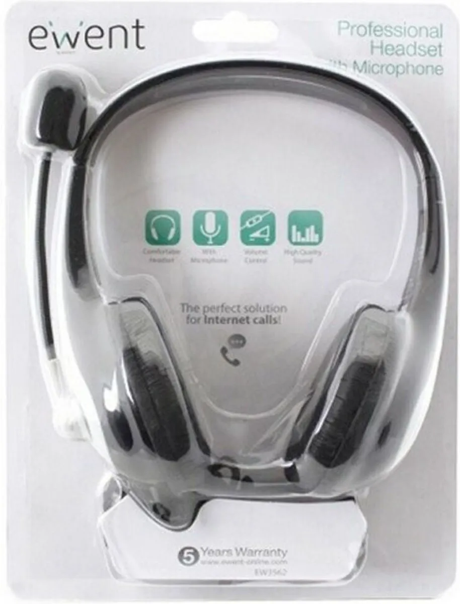 Headphones with Microphone Ewent EW3562 Black