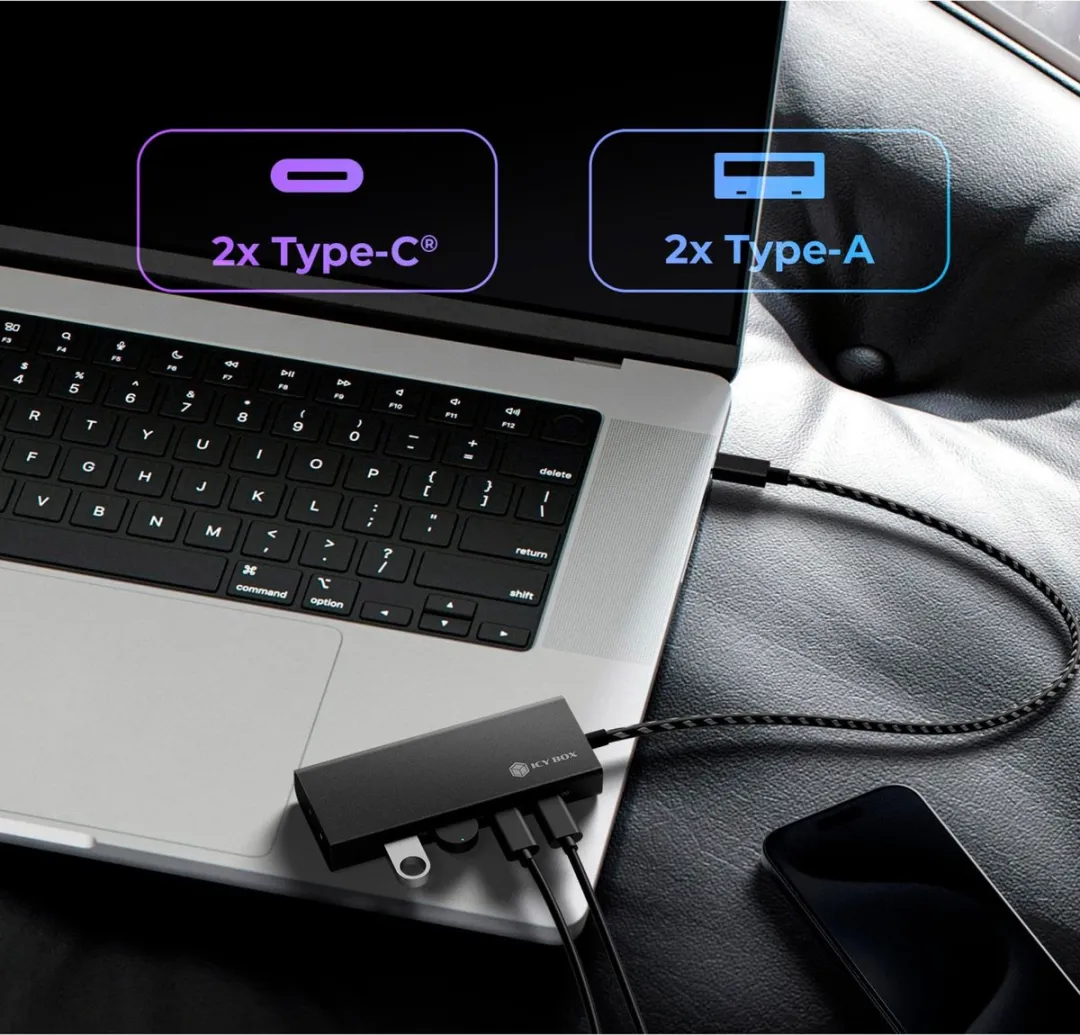 Icy Box IB-HUB1436-CPD USB 3.2 Gen 2 Hub - Zwart