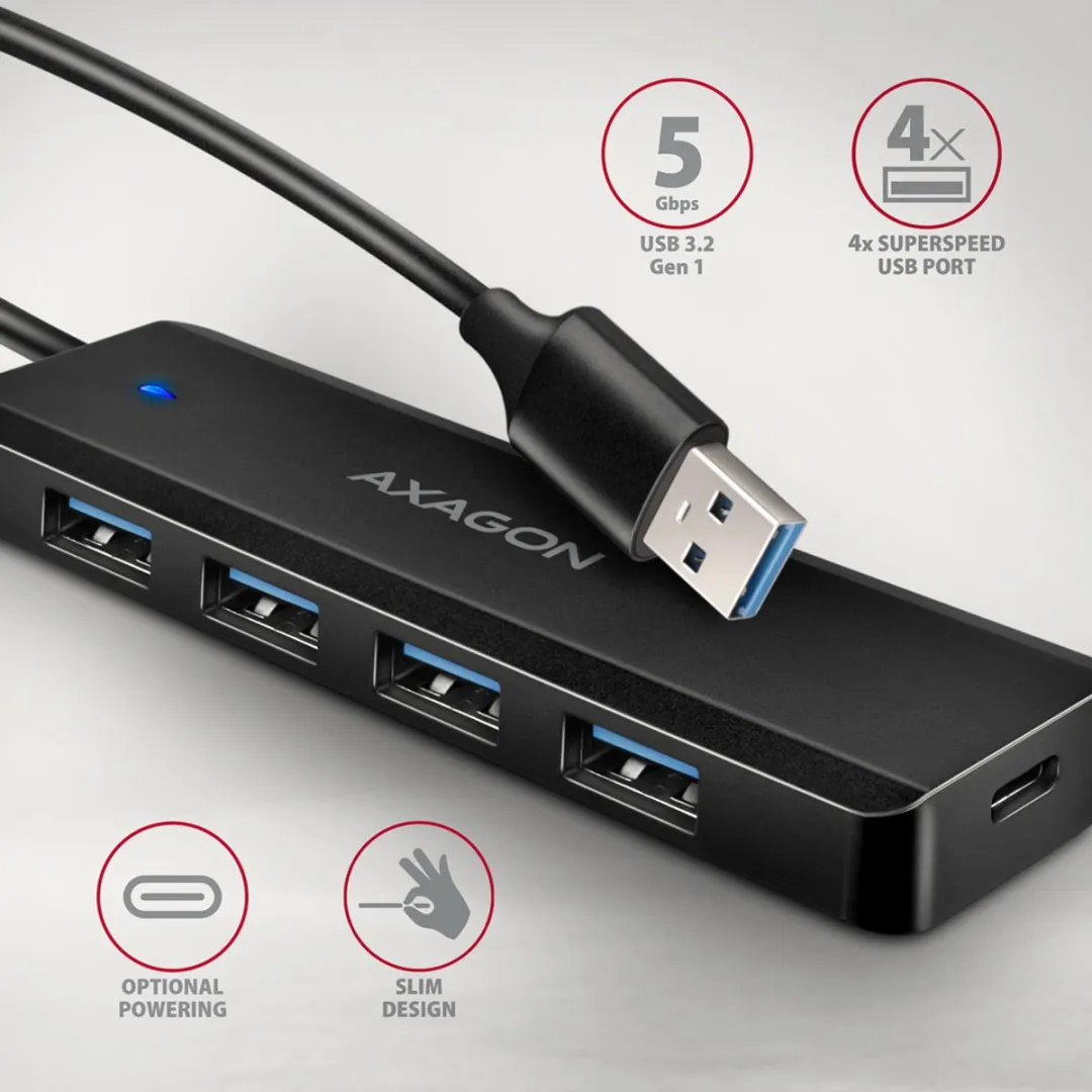 Axagon HUE-C1A USB Hub 4x USB 3.2 Gen 1 - Zwart
