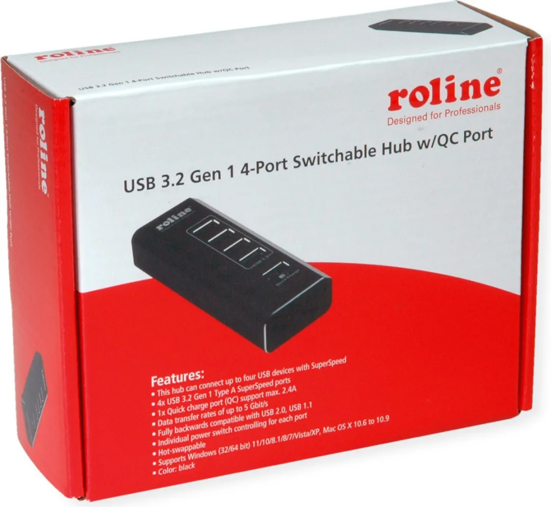 Roline USB 3.2 Hub 5 Poorten - Zwart - afbeelding 2 van 4