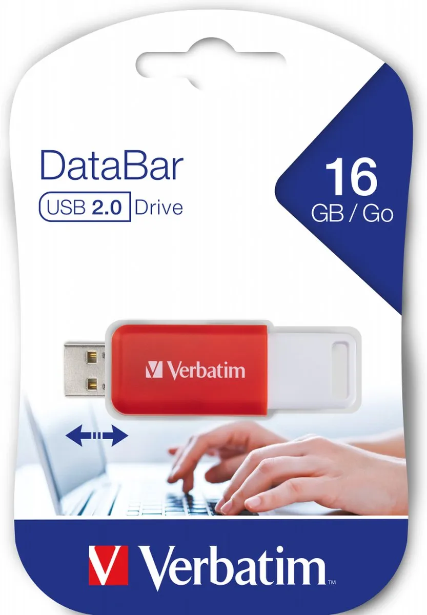 Verbatim V DataBar 49453 USB-stick 16GB - Rood