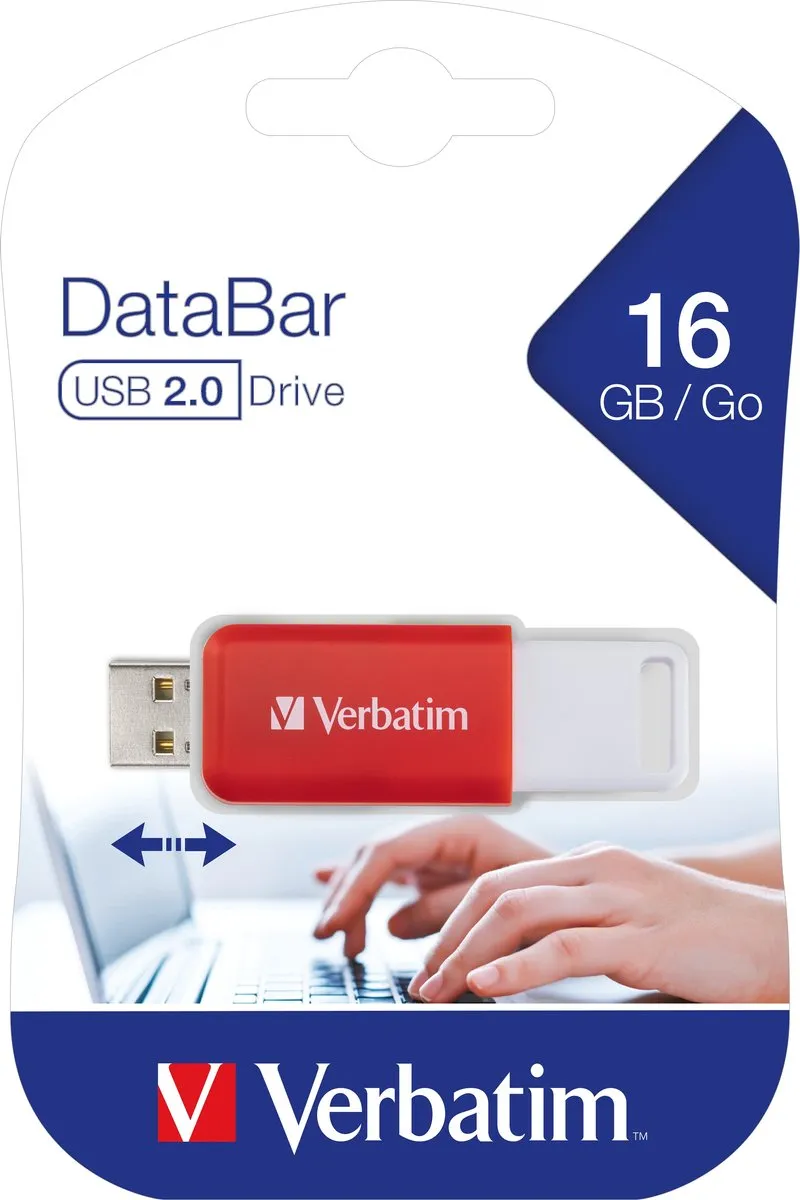 Verbatim V DataBar 49453 USB-stick 16GB - Rood