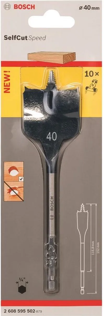 Bosch Speedborenset Self Cut Speed Zeskant 40x152mm - Metaal