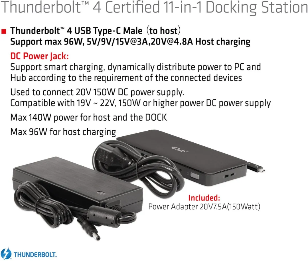 Club3D CSV-1581 Thunderbolt 4 Docking Station - Zwart - afbeelding 6 van 6