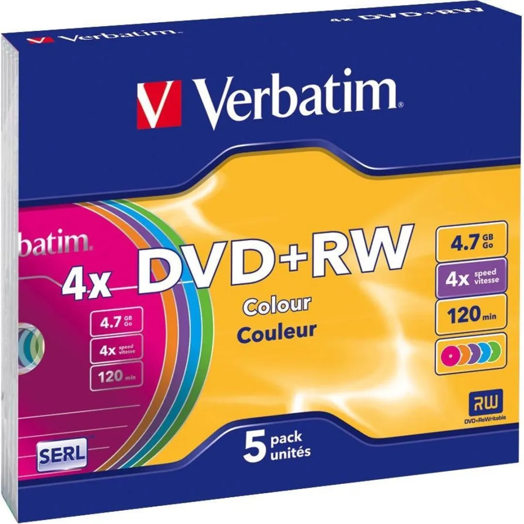 Verbatim DVD-RW 4.7GB - 20 Stuks (5x4) - Multicolor - afbeelding 6 van 6