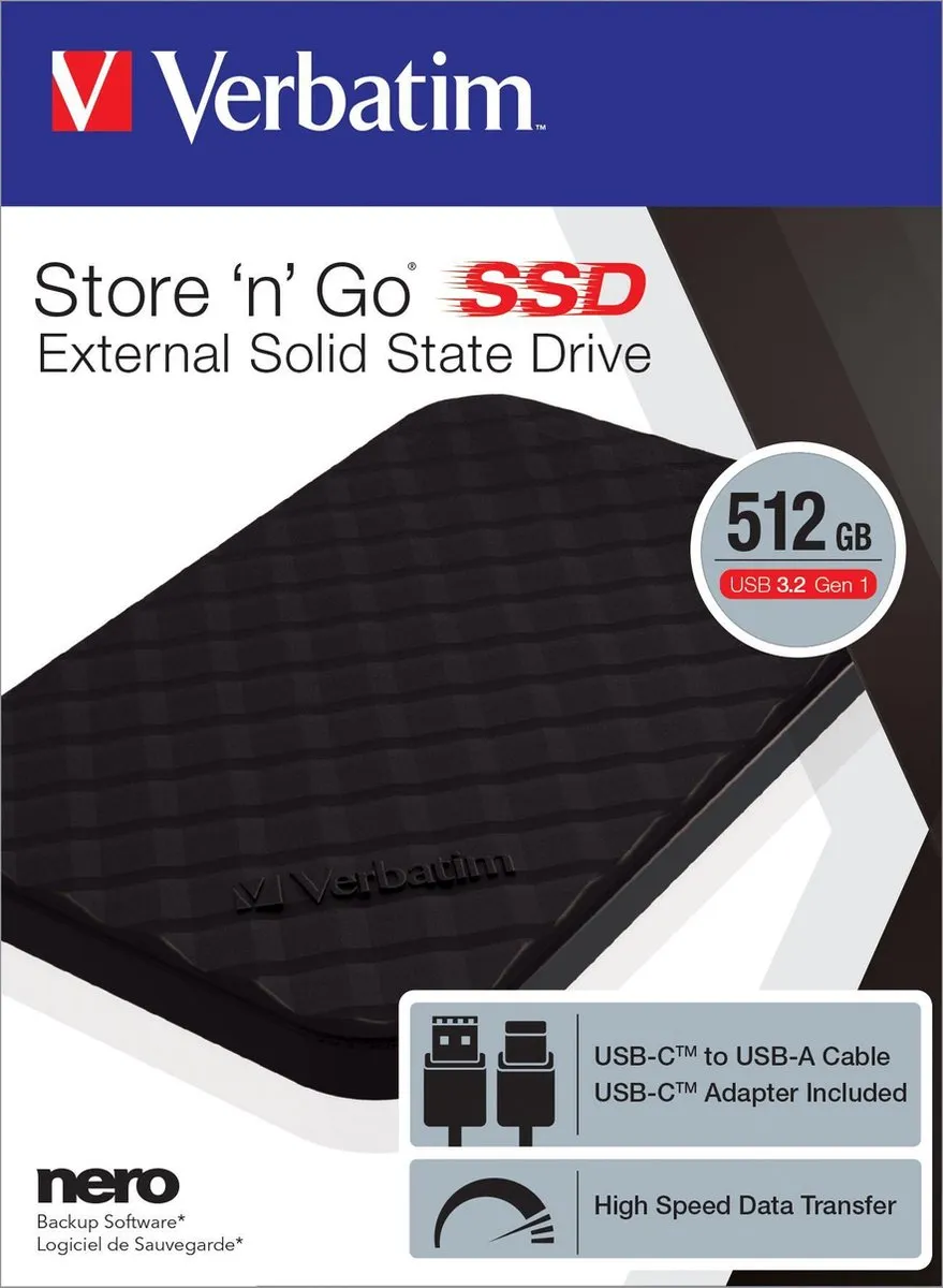 Verbatim Store 'n' Go SSD 512GB - USB 3.2 - Zwart - afbeelding 6 van 6