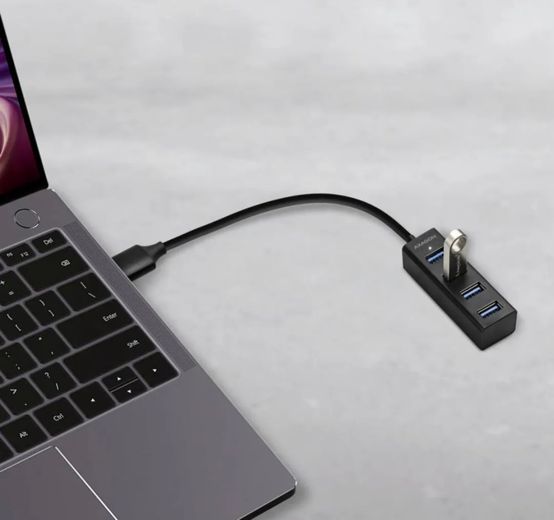 Axagon HUE-M1A USB-hub 4 Poorten - USB 3.0 5Gbps - Zwart - afbeelding 6 van 6