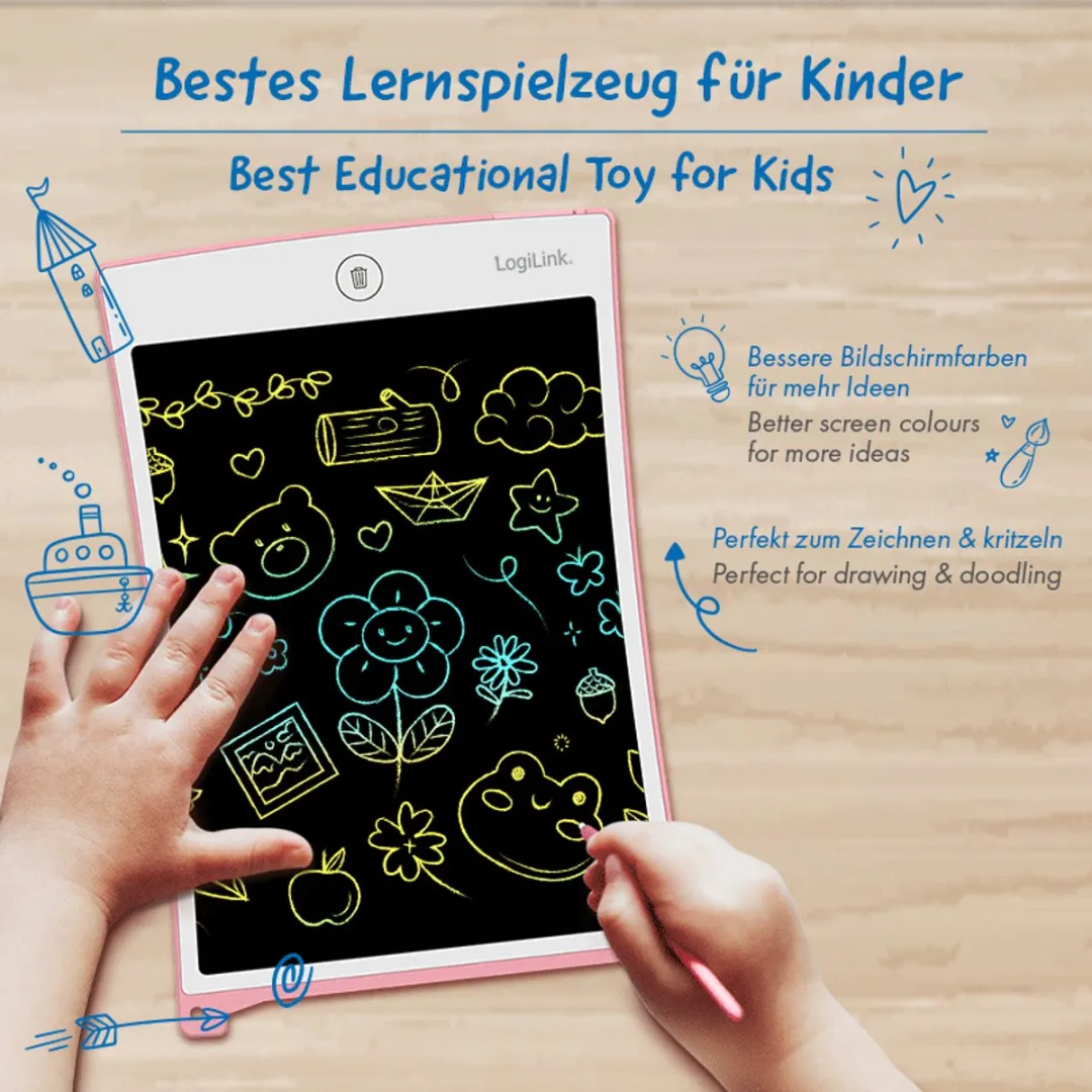 Logilink AA0180 LCD-kinderschrijftablet 8,5" - Roze