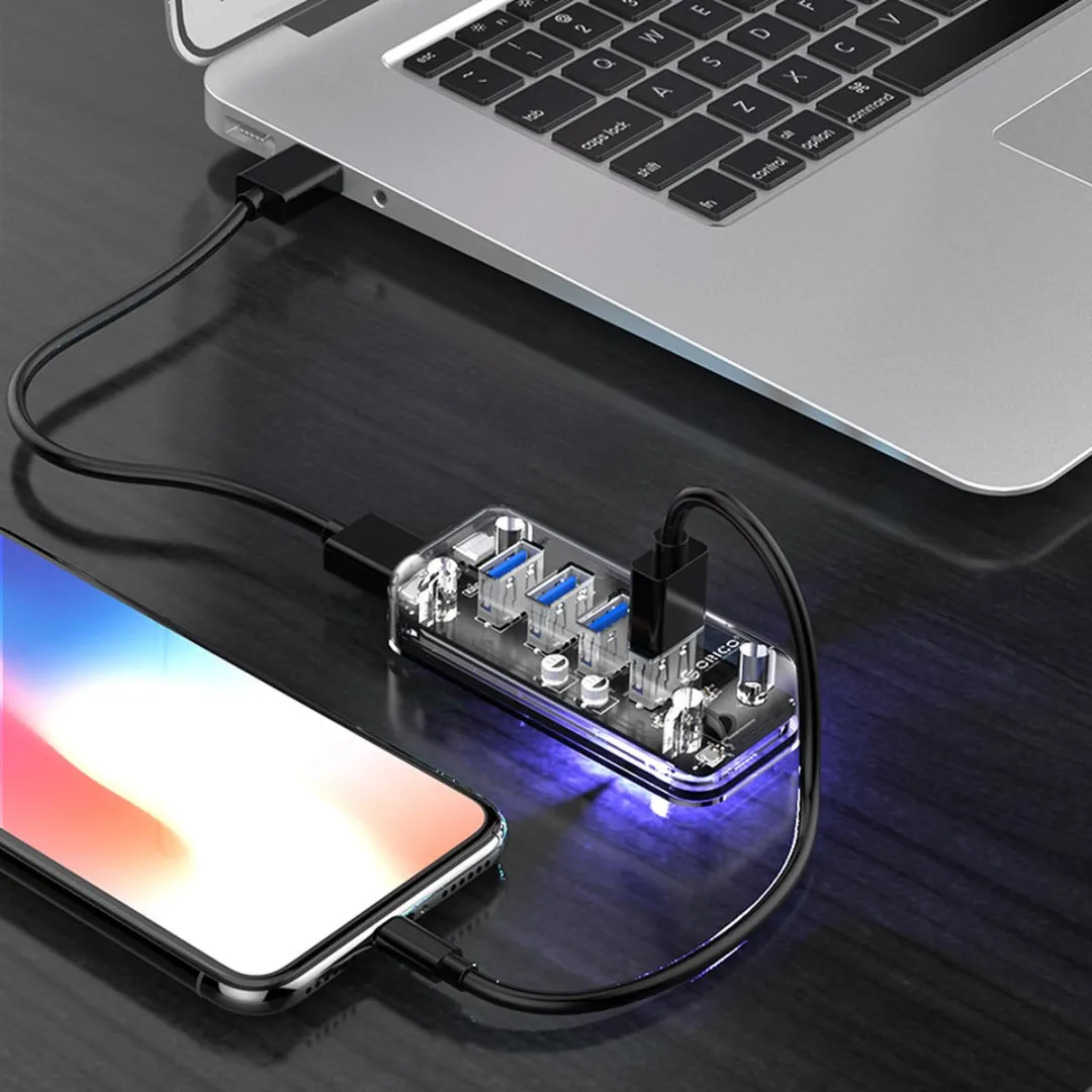 ORICO ORI-F4U-U3-CR USB3.0 Hub 4 Poorten - Transparant