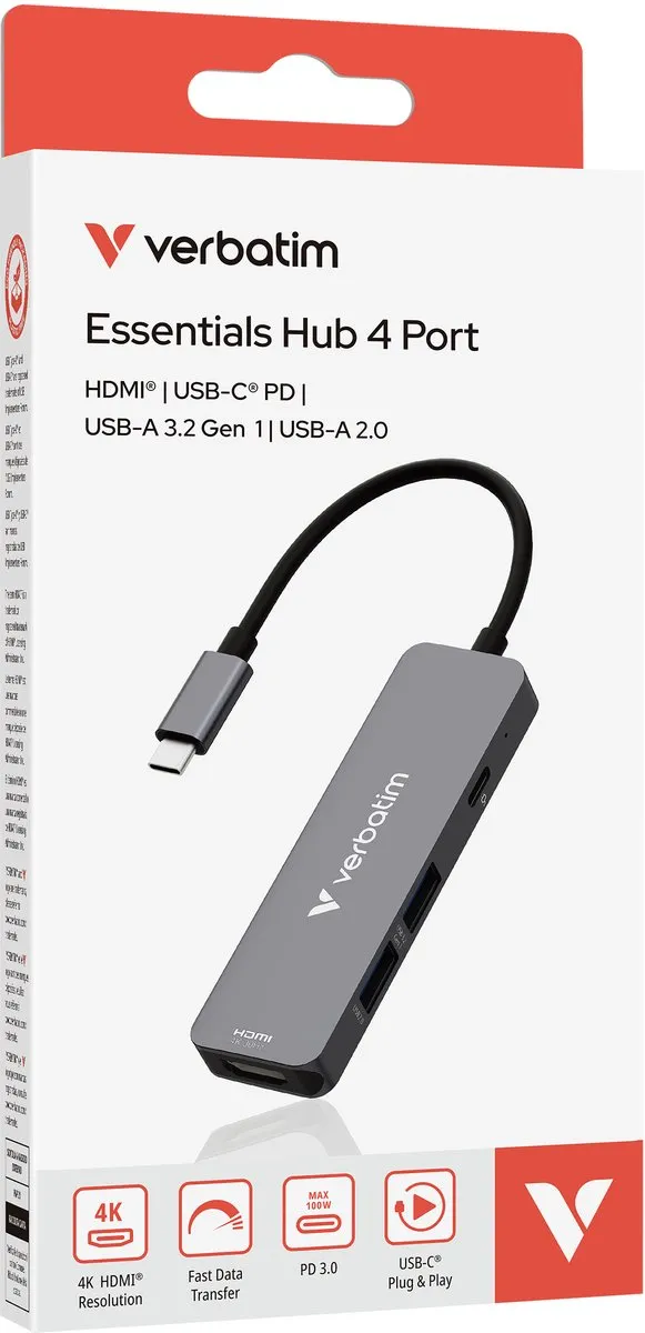 Verbatim 32155 USB-C Hub - HDMI & 100W PD - Grijs