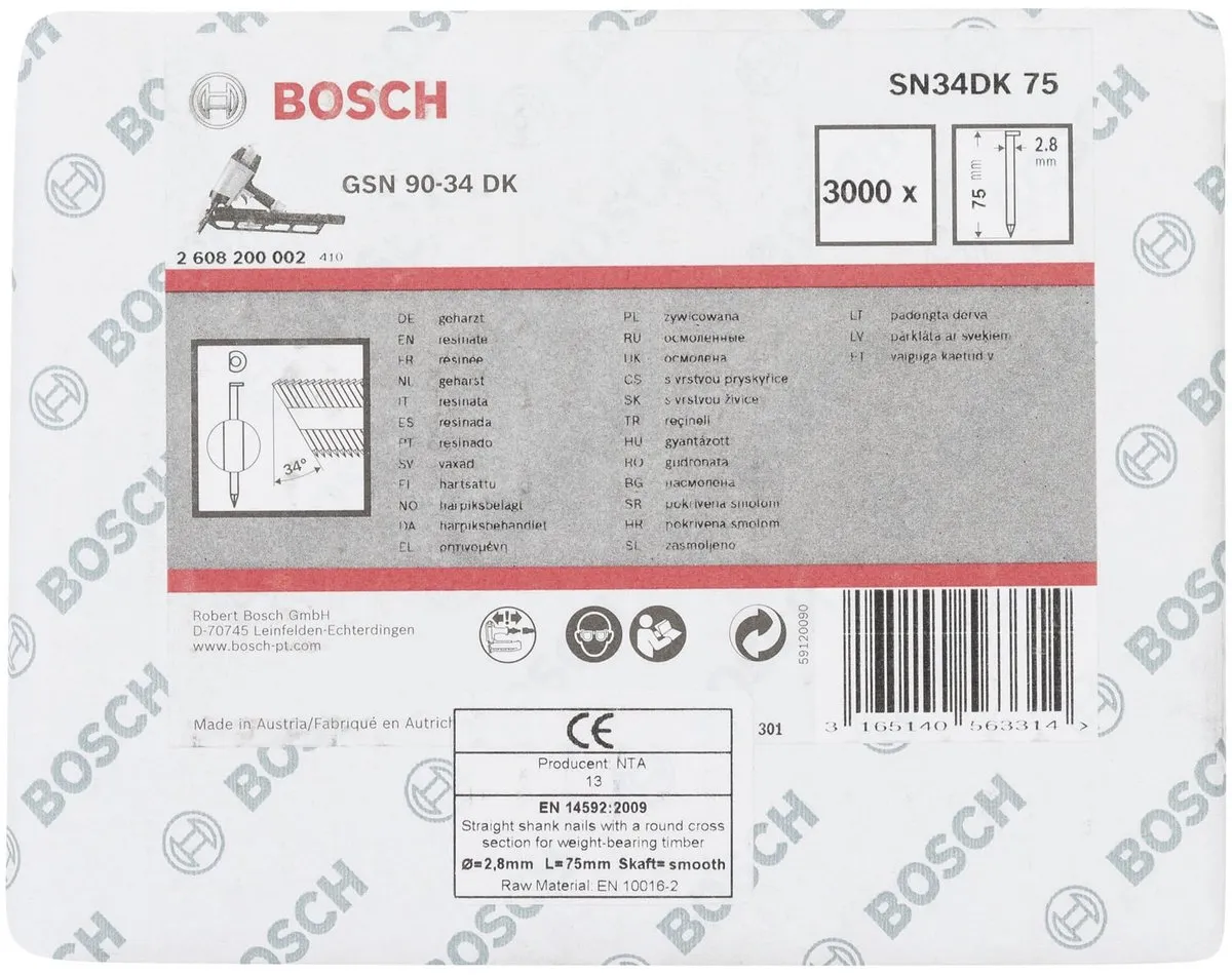 Bosch SN34DK 75 Nagel - Helder, glad