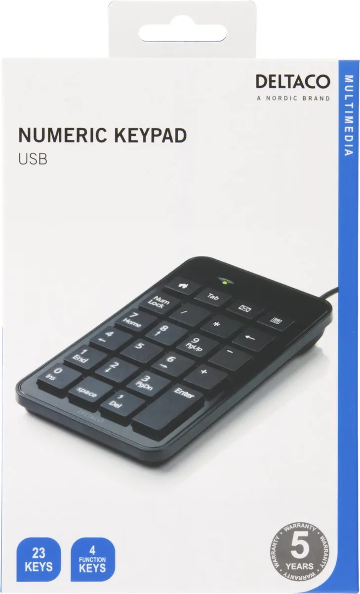 Deltaco TB-120 Numpad - 23 Toetsen - Bedraad - Zwart