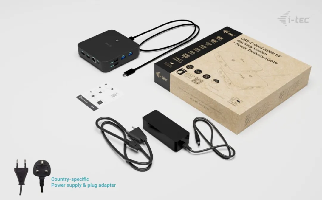 I-tec C31TRIVIDPRO100W USB-C Docking Station - 100W - Zwart