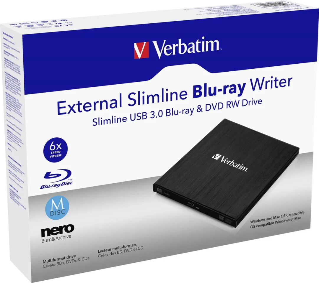 Verbatim 43890 External Slimline Blu-ray Brander - Zwart