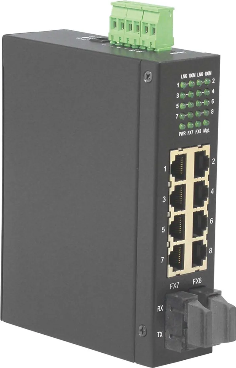 Roline Ongemanaged Industriële Switch 8x RJ-45 2x SFP - Zwart