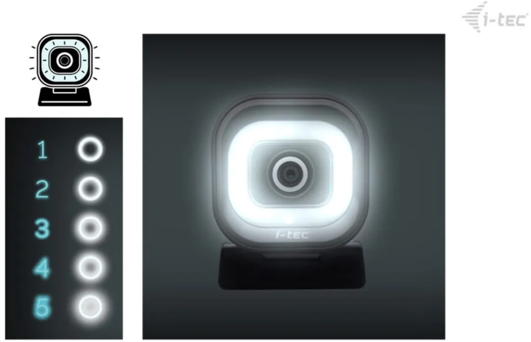 I-tec Solomon 700 CAMSOLOMON4K700 Webcam - 4K - Ringlicht - 2 Microfoons - Zwart