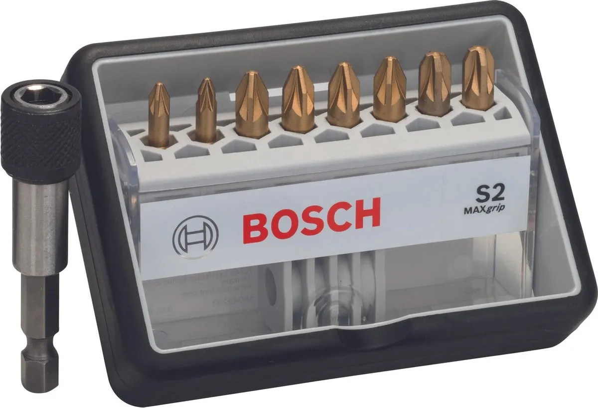 Bosch Robust Line Max Grip 25mm Bitset - 9-delig - Metaal