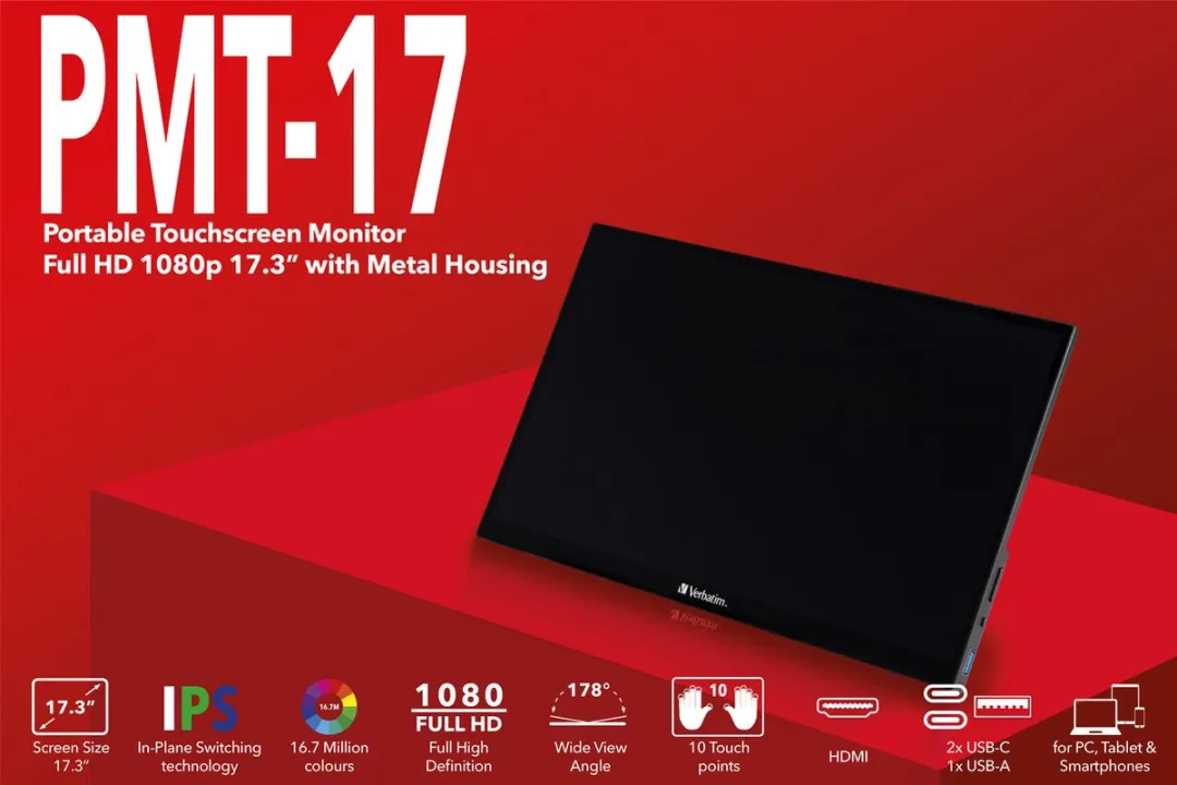Verbatim Portable Monitor 17.3" - 2x USB-C