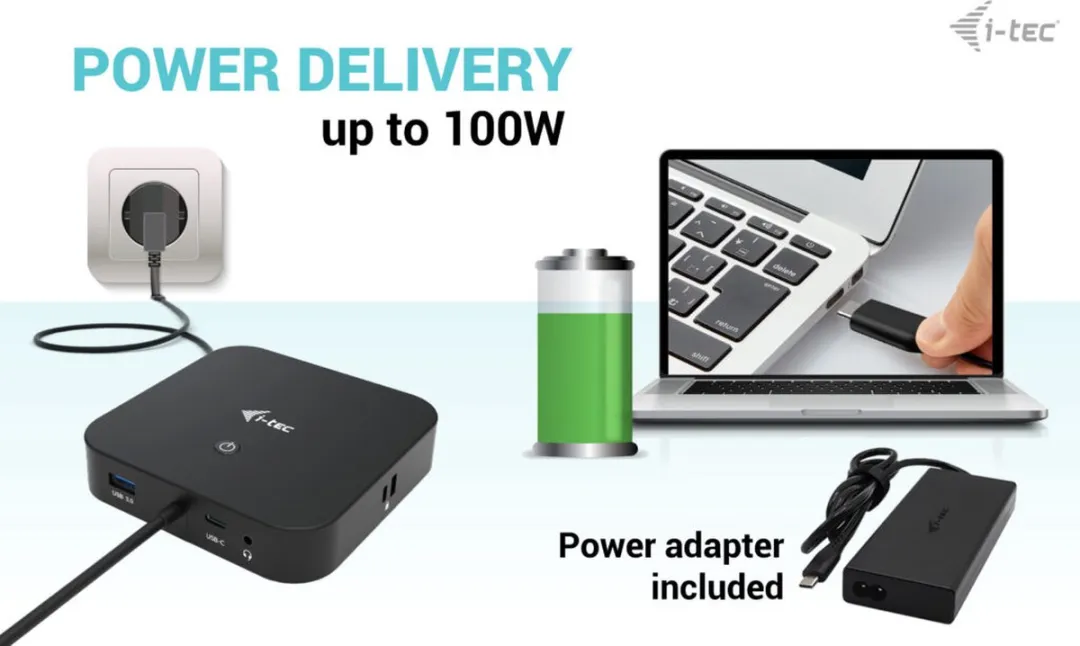 I-tec C31HDMIDPDOCKPD100 USB-C Docking Station - 4K HDMI/DP - 100W Zwart - afbeelding 6 van 6