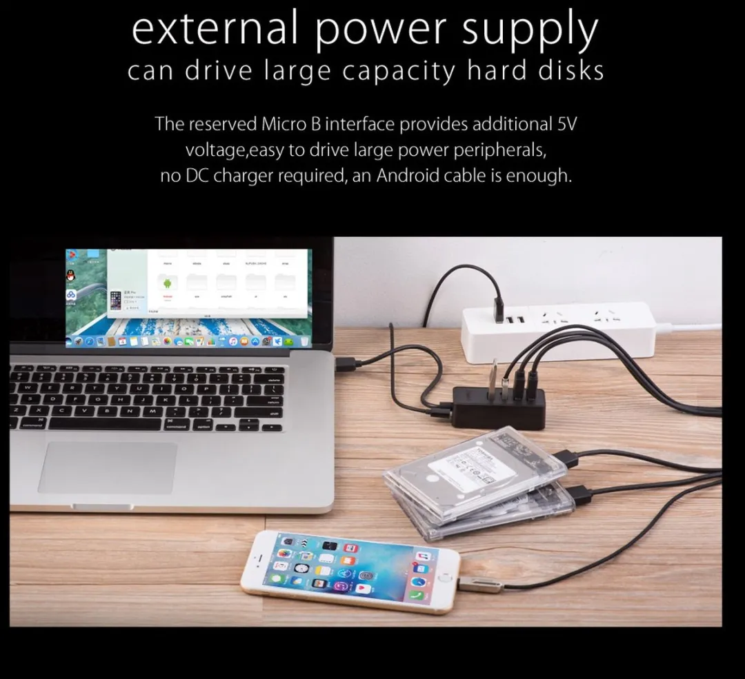ORICO ORI-W5P-U3-100-BK USB 3.0 Hub 4x - 5Gbps - OTG - Zwart - afbeelding 6 van 6