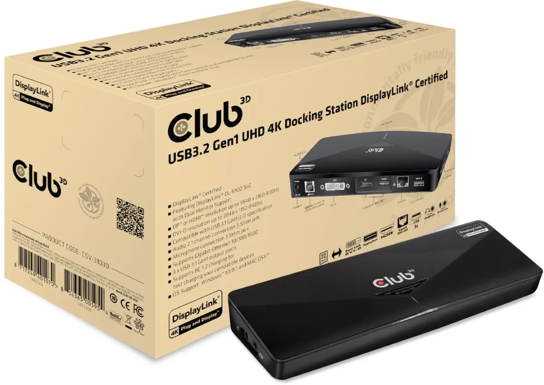 Club3D CSV-3103D USB-A Docking Station 5Gbps
