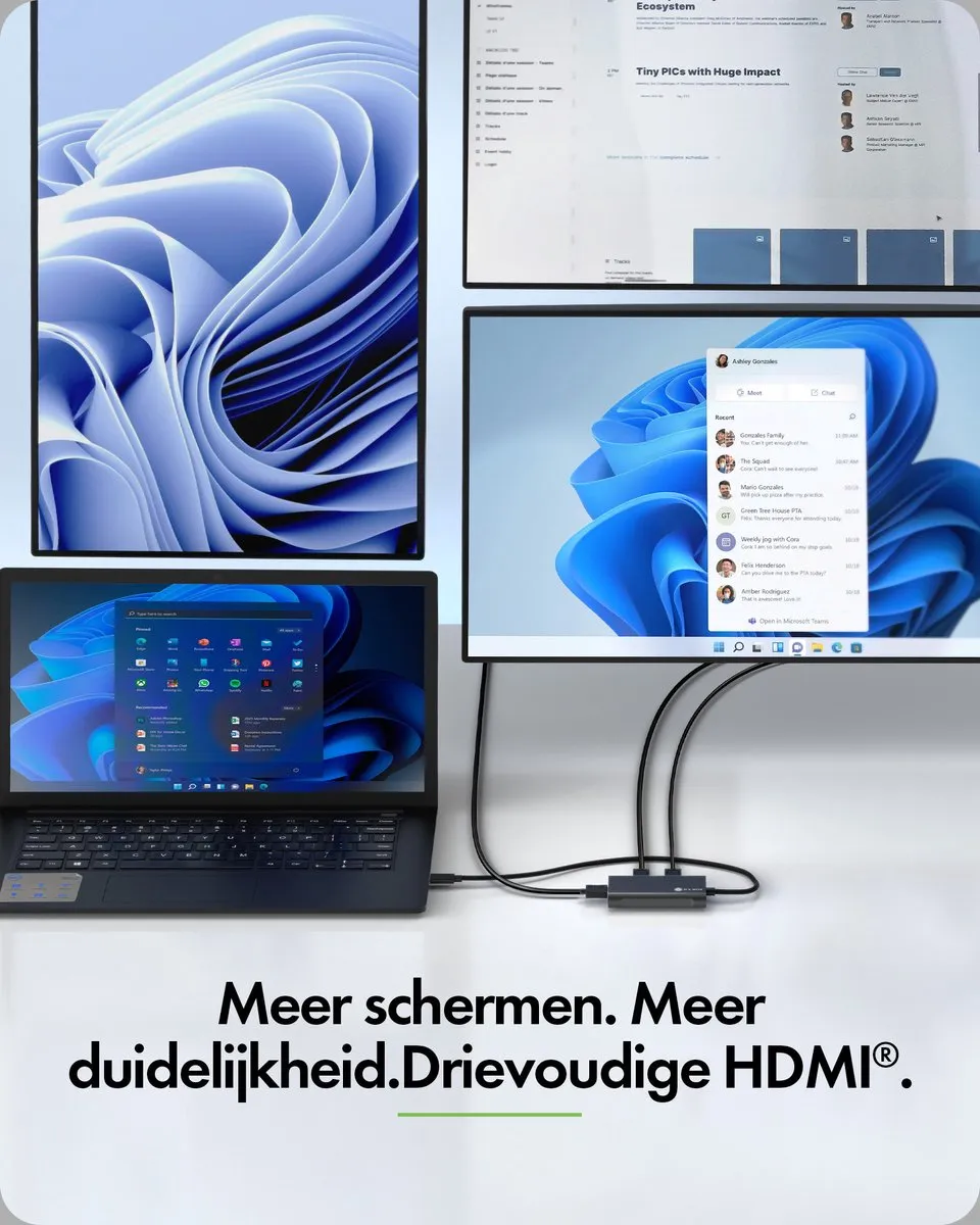 Icy Box 61202 USB-C naar 3x HDMI Adapter - Zwart