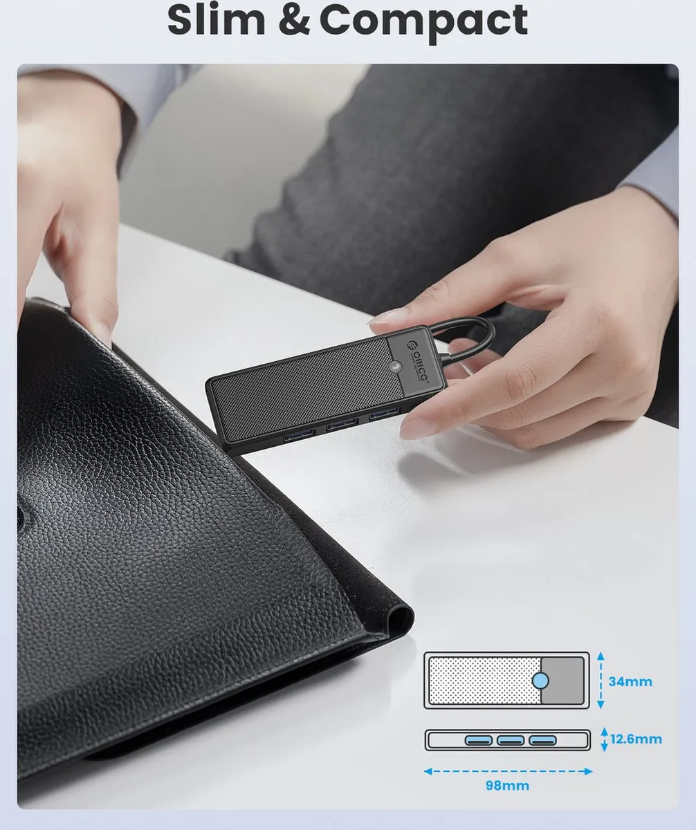 ORICO PAPW3AT-C3-015 USB-C Hub - 3x USB-A 3.0 - SD/Micro SD - Zwart