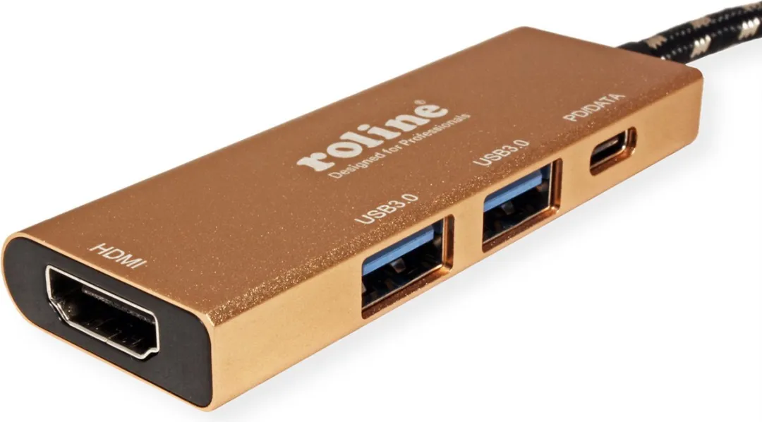 Roline GOLD USB-C Dockingstation 12.02.1119 - HDMI 4K - 2x USB 3.2 - PD - Gold - afbeelding 6 van 6