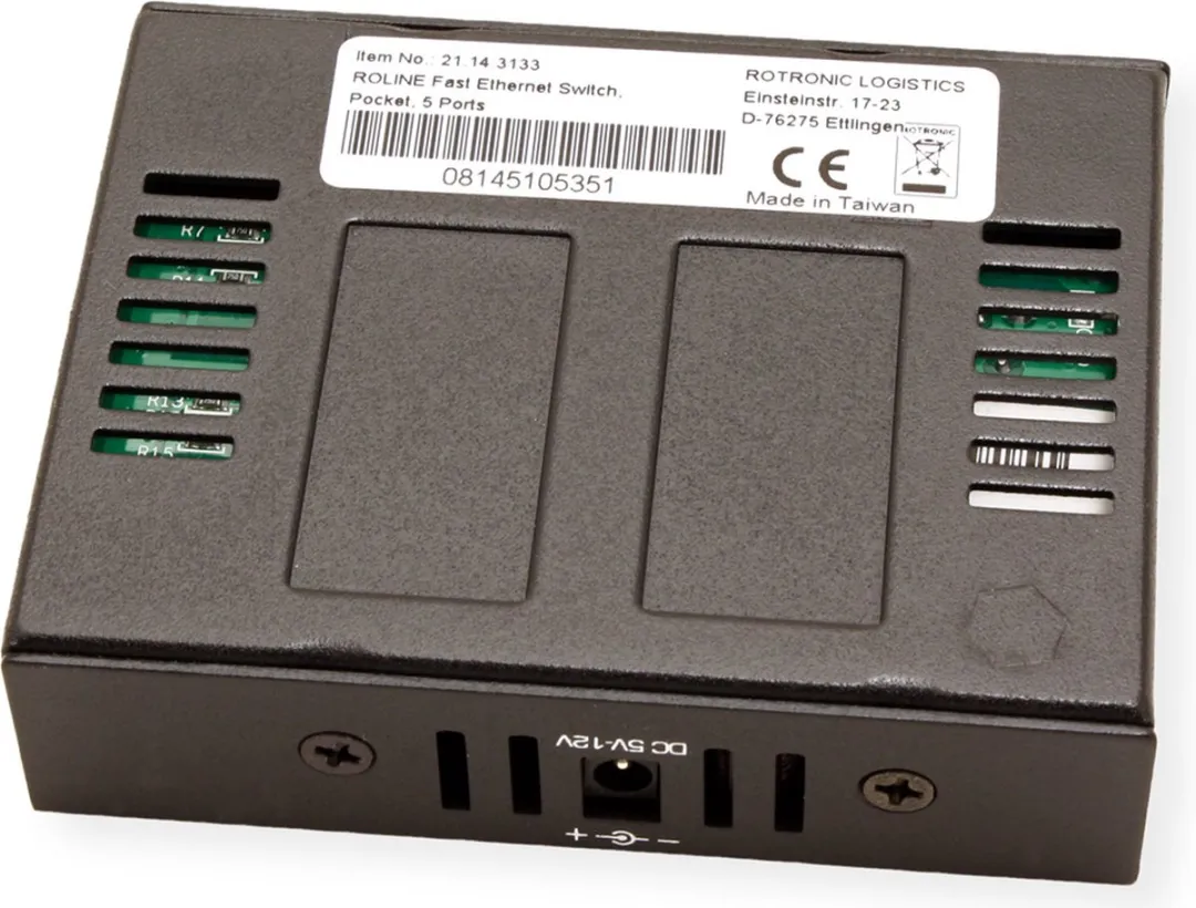 Roline Pocket 5-Poorts Fast Ethernet Switch - Zwart