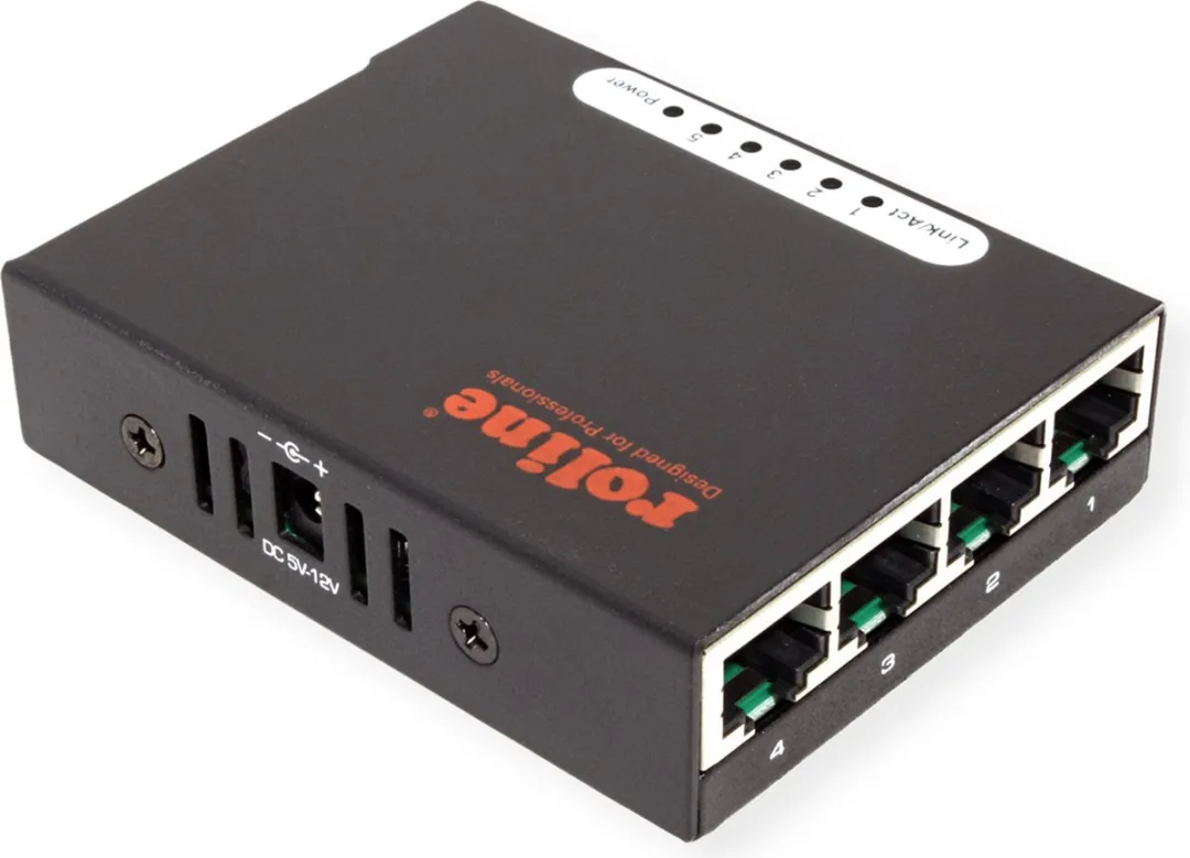 Roline Pocket 5-Poorts Fast Ethernet Switch - Zwart