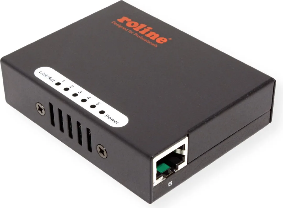 Roline Pocket 5-Poorts Fast Ethernet Switch - Zwart
