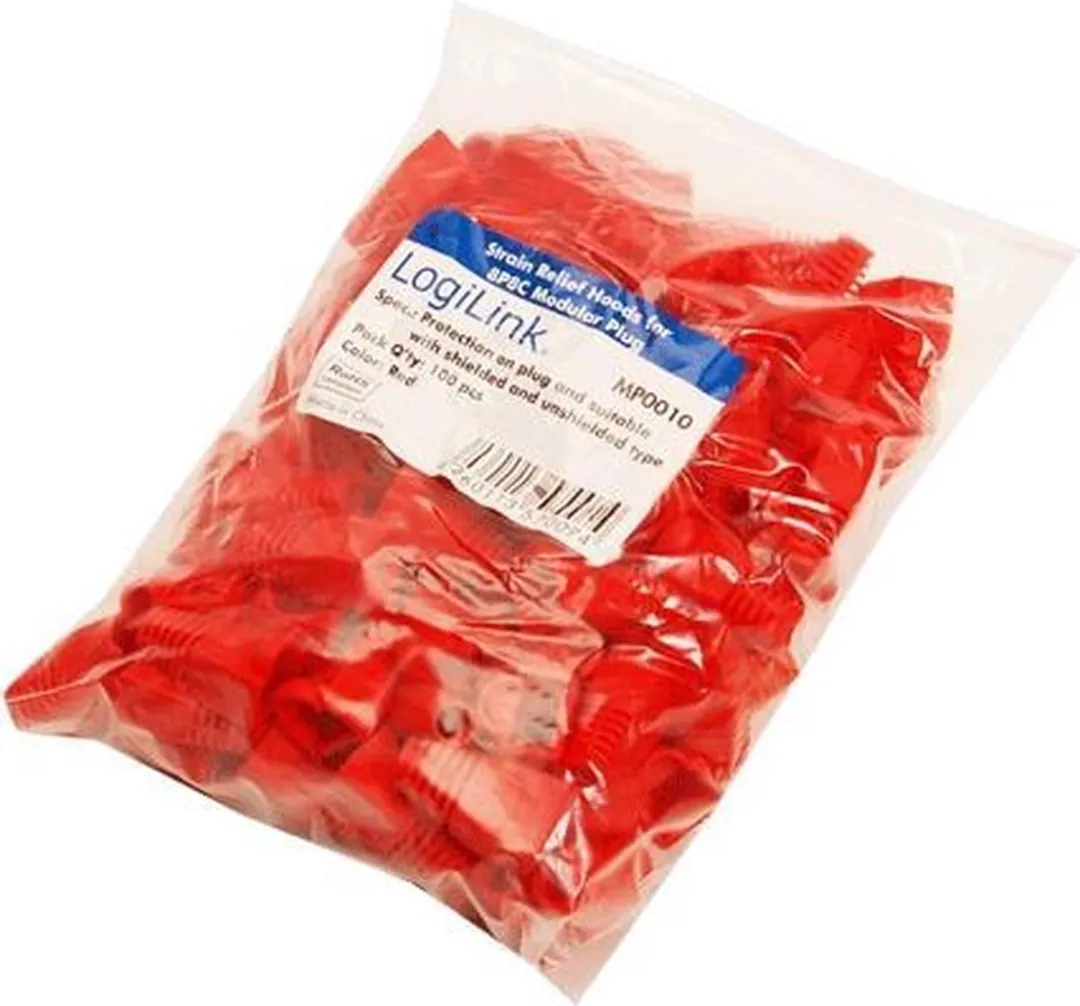 Logilink RJ45 Netwerkplug Huls - 100 Stuks - Rood