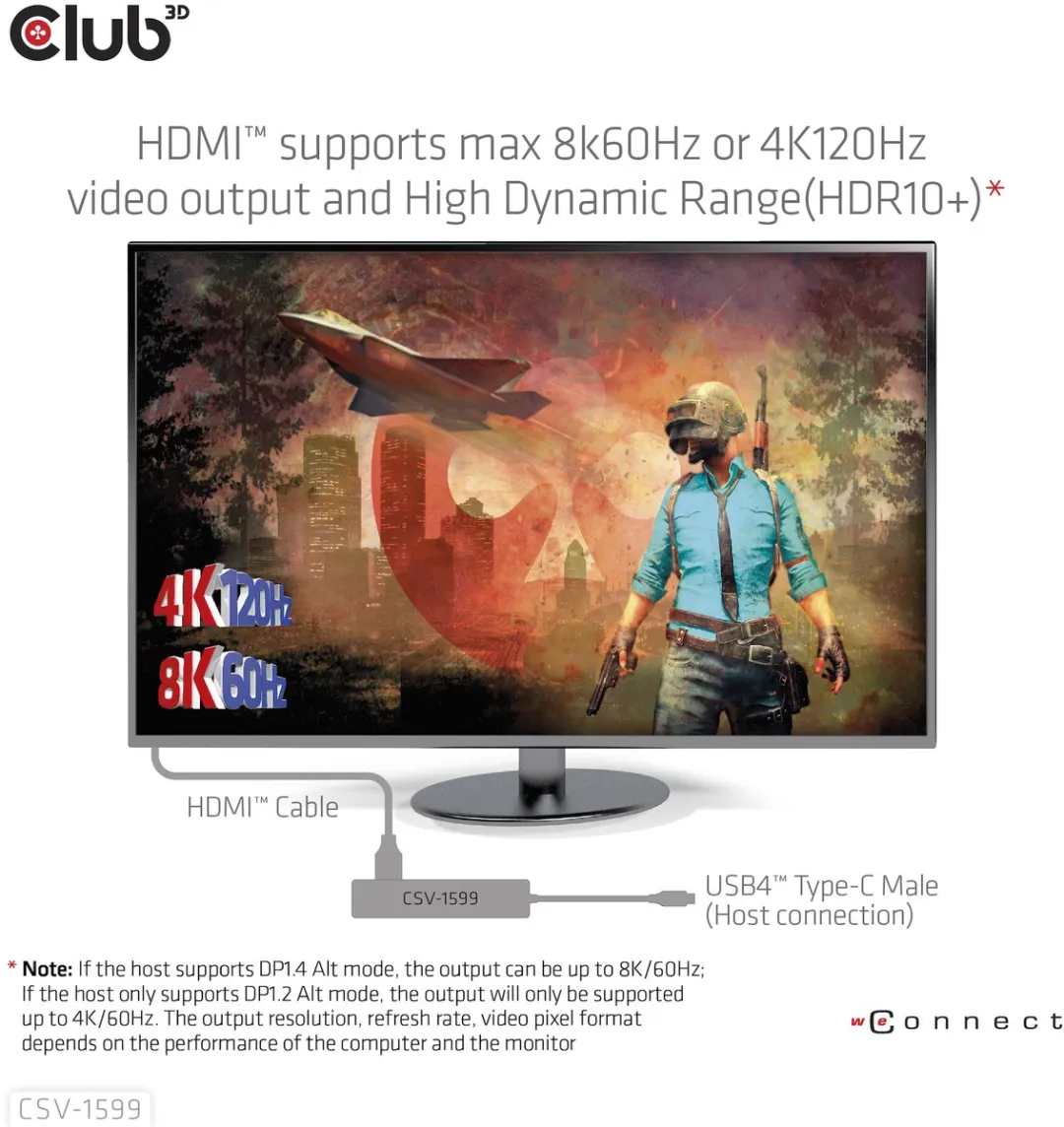 Club3D CSV-1599 USB-C 6-in-1 Hub - 8K60Hz/4K120Hz - 2x USB-A 10Gbps - Zwart - afbeelding 6 van 6