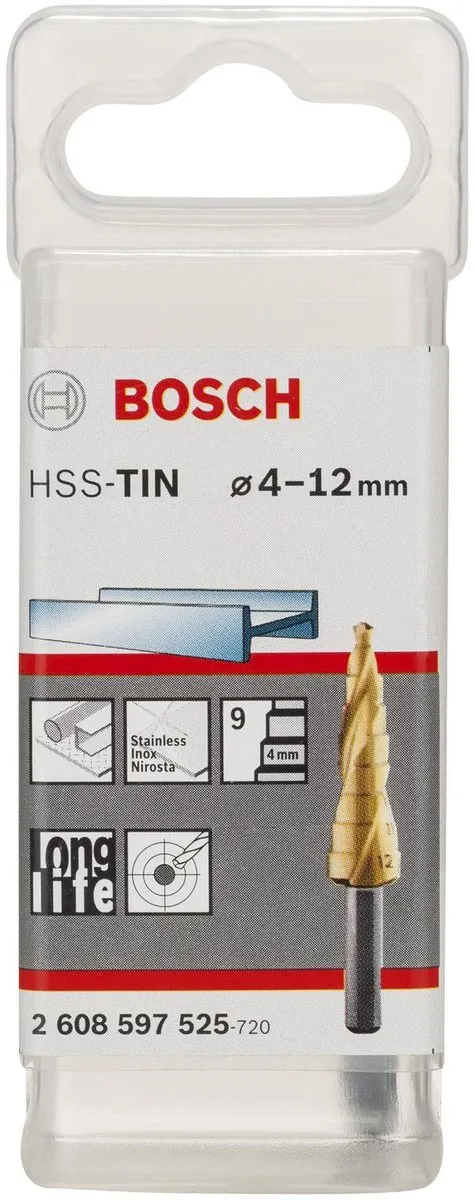 Bosch Trappenboor HSS-TiN 4 12mm - 5mm - 66,5mm