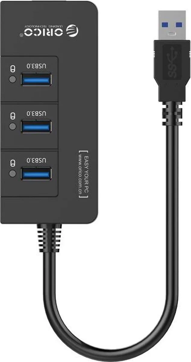 ORICO ORI-HR01-U3 USB 3.0 Hub - 3 Poorten & Gigabit Ethernet - Zwart